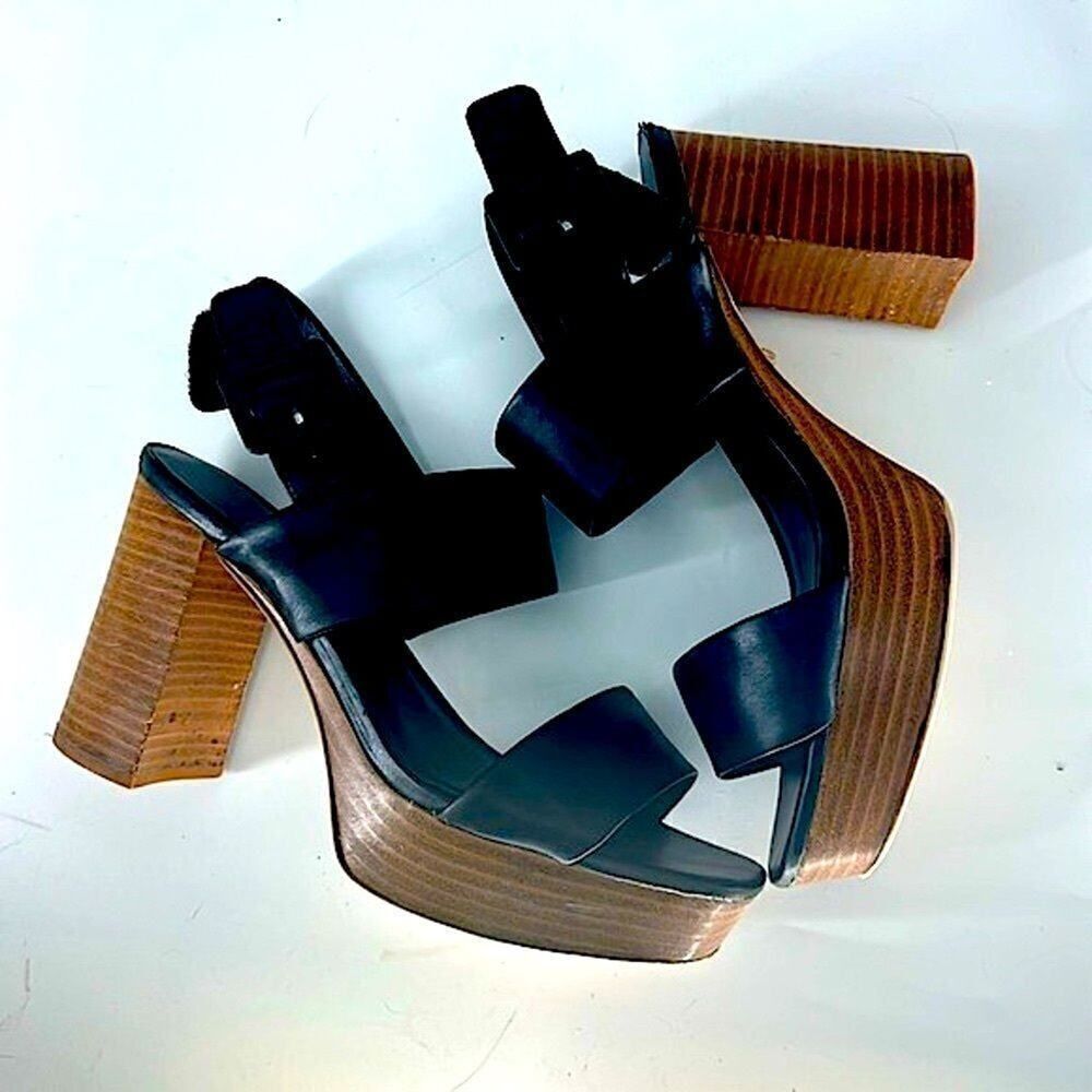 JEFFREY CAMPBELL Ammaly Black Slingback Platform Block Heel Sandal
 sz 9